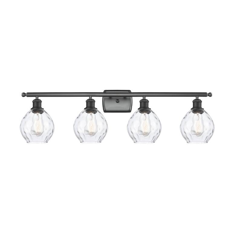 Innovations Lighting Small Waverly 4 Light 36" Wide Bathroom Vanity - Matte Black / Clear