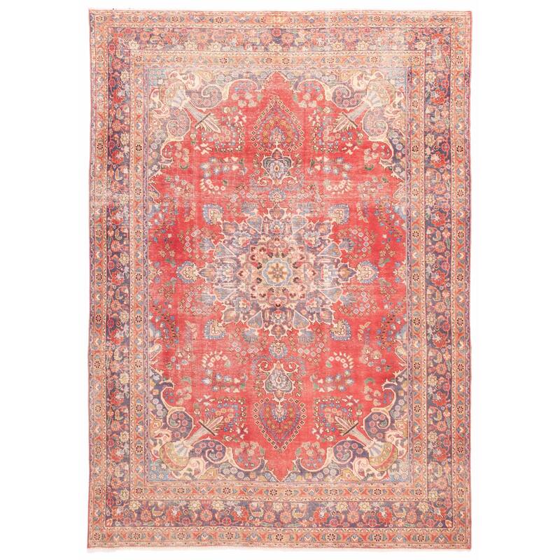 ECARPETGALLERY Hand-knotted Antalya Vintage Red Wool Rug - 7'10 x 11'0