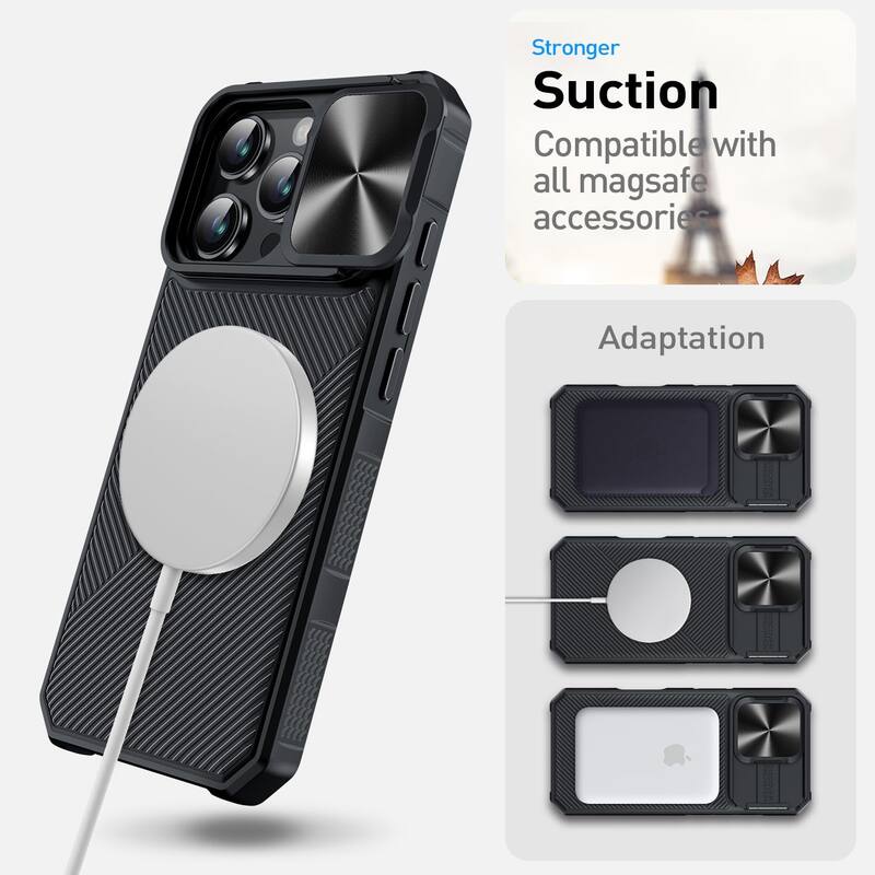 iPhone 16 Pro Max Camera Protection Kickstand - Case Compatible with Mag Safe, Protective Shockproof Military, Phone Case