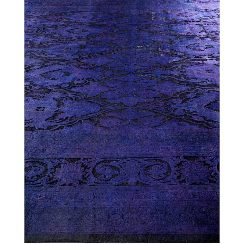 Overton Handknotted Wool Vintage Inspired Contemporary Overdyed Purple Area Rug - 17' 7" x 11' 10"