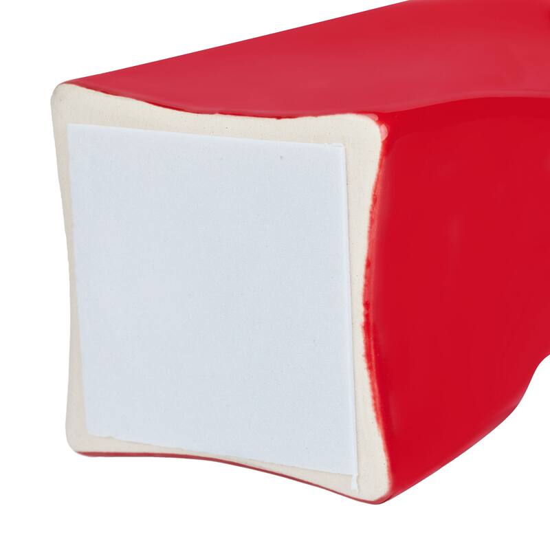 Red Tall Curvy Santa Fe Style Ceramic Candlesticks Set of Two