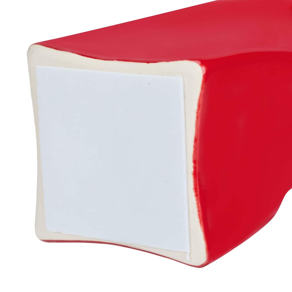 Red Tall Curvy Santa Fe Style Ceramic Candlesticks Set of Two