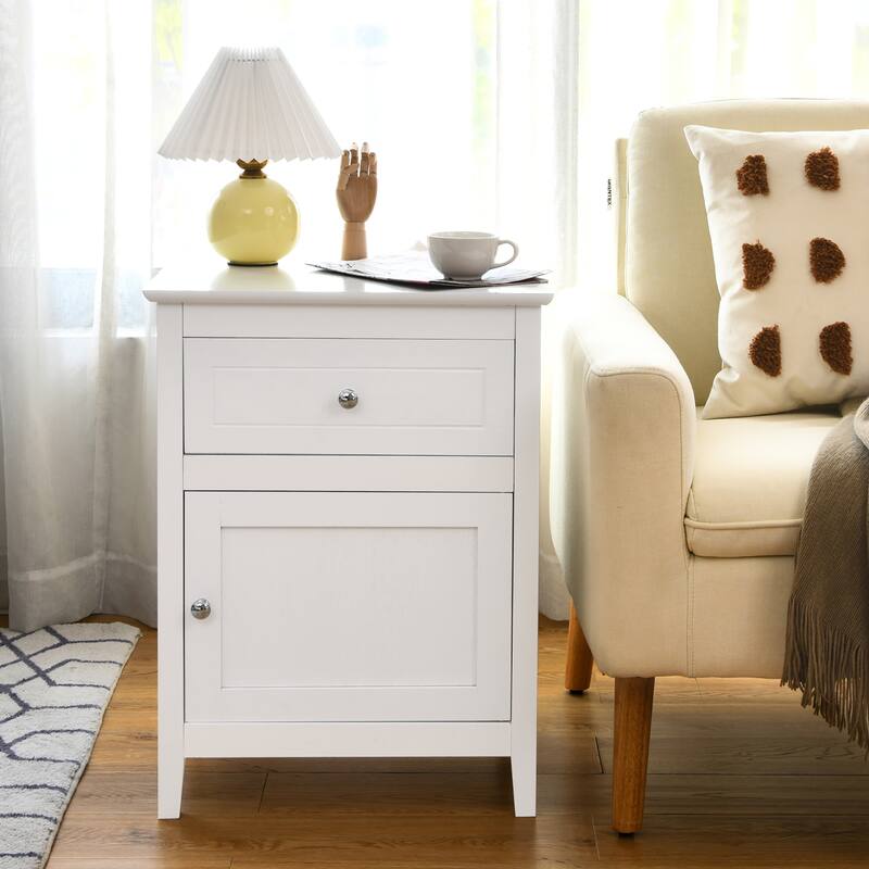 Costway 2PCS Nightstand with Drawer Accent Side End Table Storage