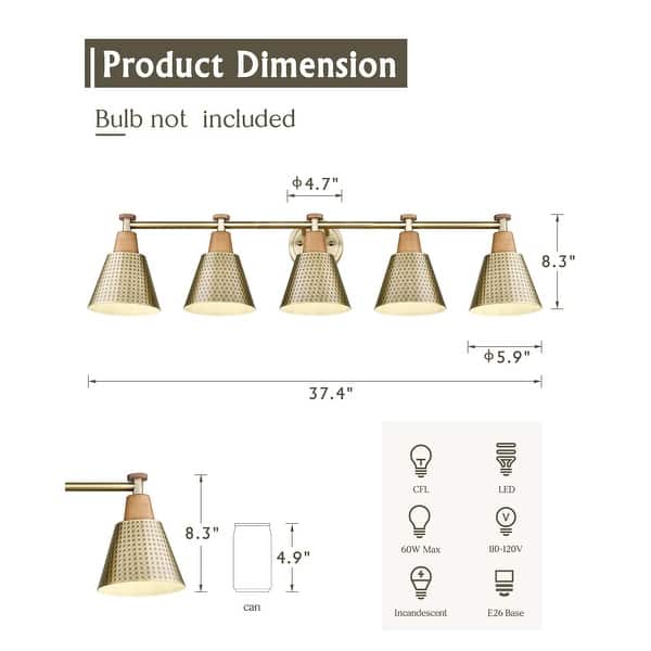 dimension image slide 8 of 10, 3/5/6-Light Modern Bathroom Vanity Light