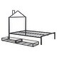 preview thumbnail 40 of 43, Full Size House Shaped Metal Platform Bed with Drawers