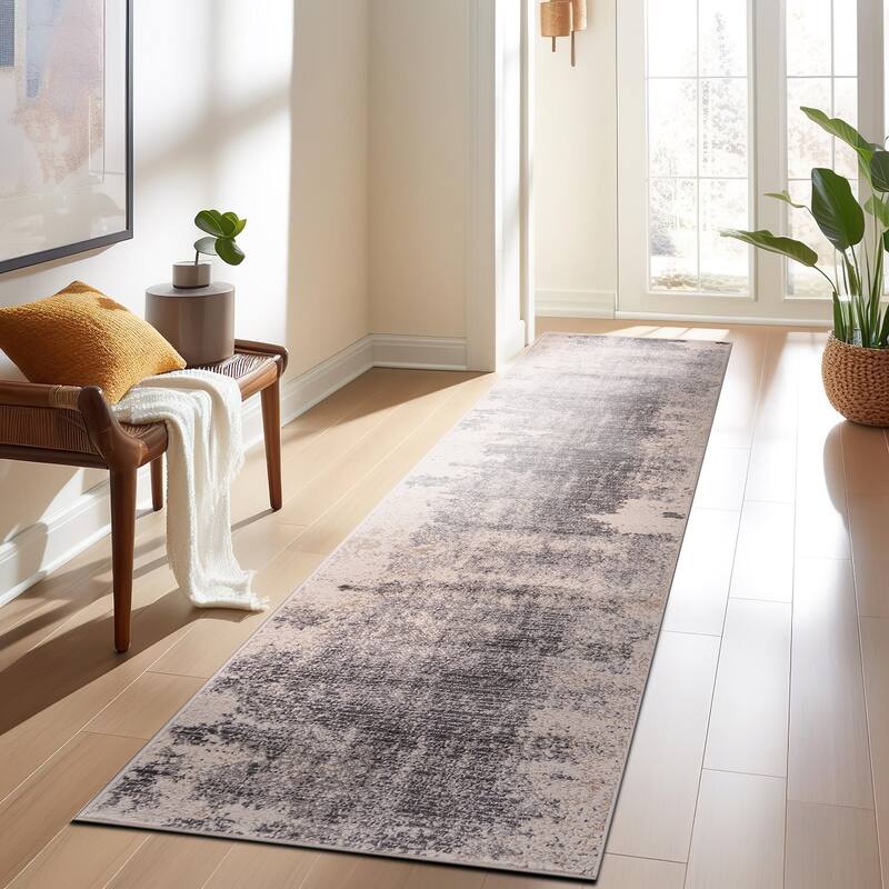 World Rug Gallery Distressed Abstract Gray Area Rug