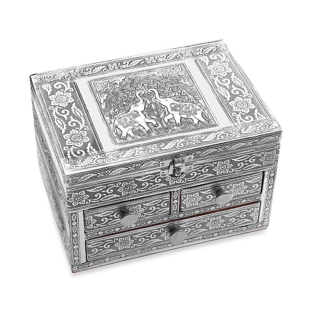 Aluminium Oxidized Meerkat Family Movable Tray Jewelry Organizer Box Storage