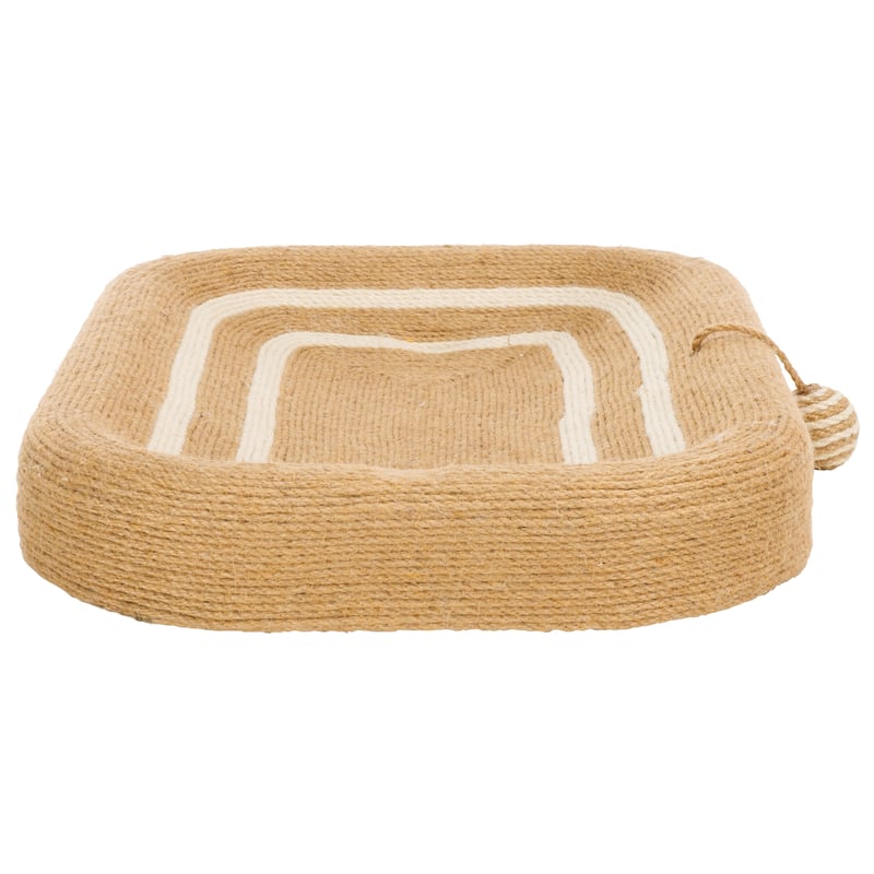 SAFAVIEH Home Natural Ivory 16"W x 24"L x 4"H Cat Scratch Toy SquareJute Bed - 16''W x 24''L x 4''H