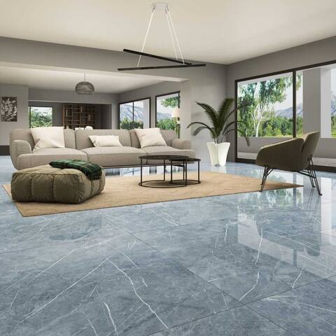 The Tile Life Opera 12" x 24" Glossy Blue Porcelain Wall Floor Tile