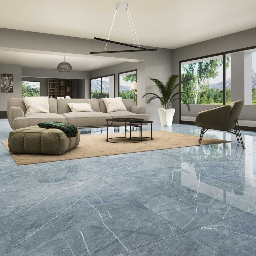 Blue shop floor tiles