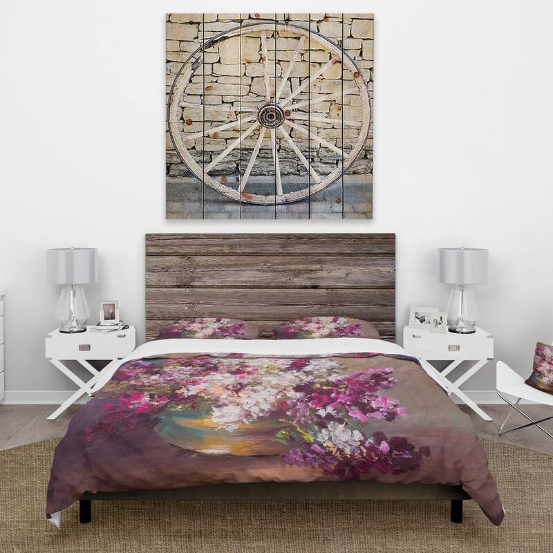 Designart 'Bouquet Of Lilacs Still Life' Traditional Duvet Cover Set