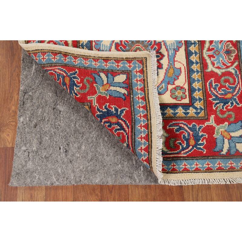 Beige Floral Kazak Oriental Runner Rug Hand-Knotted Wool Carpet - 2'9" x 10'0"