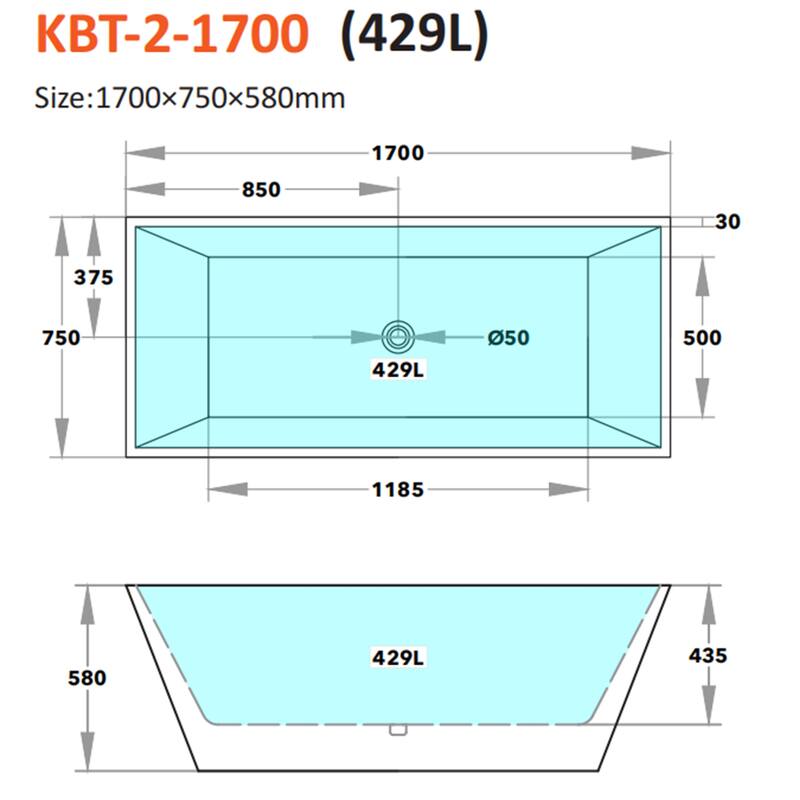 CB HOME 55''/59''/67'' Freestanding Acrylic Bathtubs,Modern Spa Deep Soaking Tubs with Solid Surface