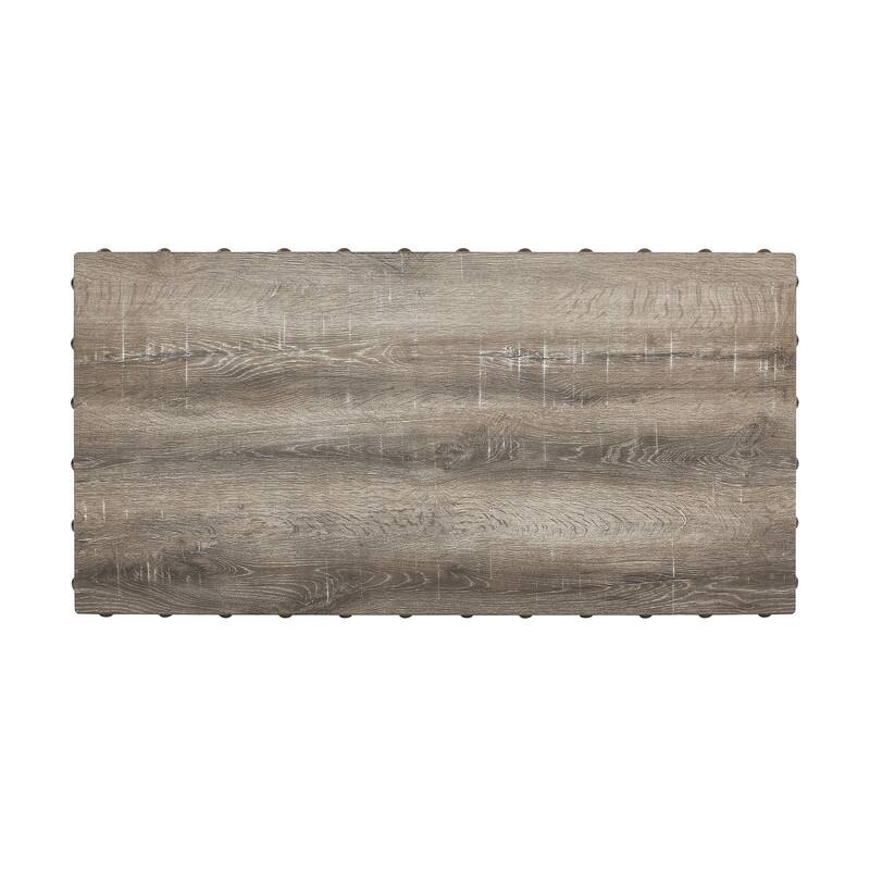 47" Rustic Distressed 2-Tier Coffee Table with Rivet Design