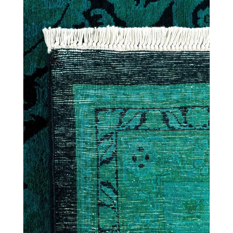 Overton Hand Knotted Wool Vintage Inspired Modern Contemporary Overdyed Blue Area Rug - 8' 1" x 10' 4"