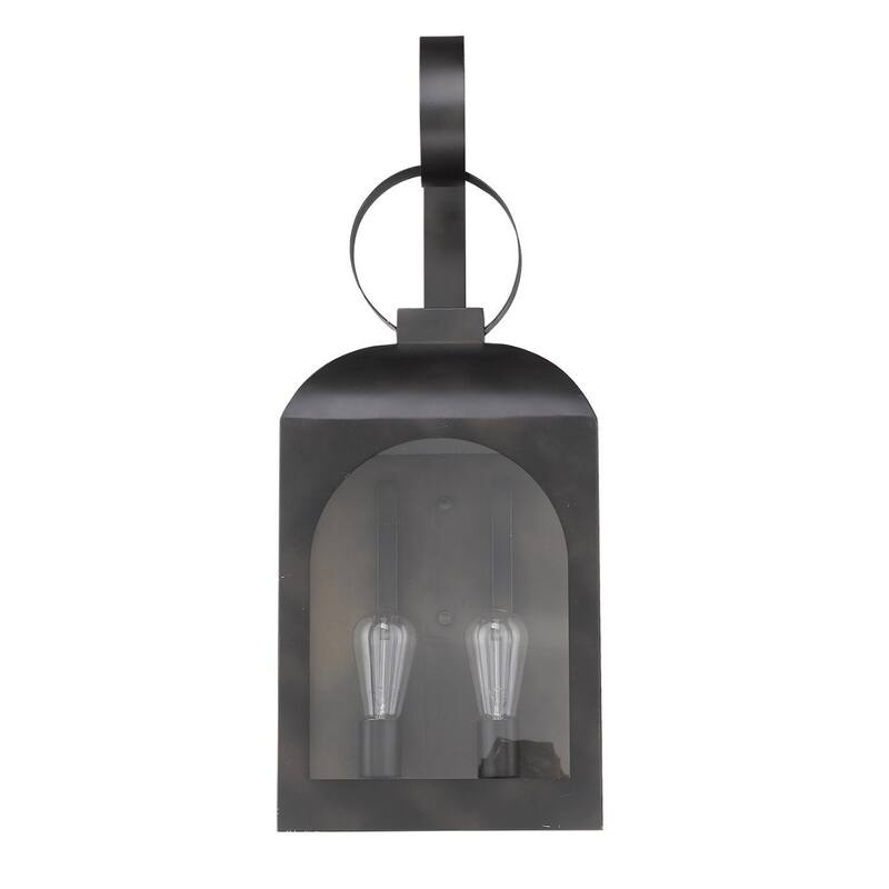 2-Light Oil-Rubbed Bronze Lantern Outdoor Flush Mount Wall Light with Clear Glass Shade and A19 Bulb Sockets