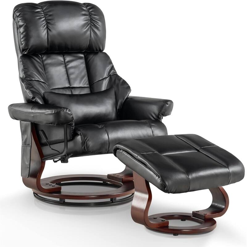 MCombo Recliner Chair with Ottoman Vibration Massag Faux Leather 9068