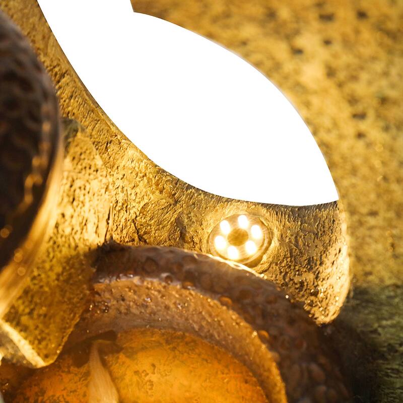 Outdoor Water Fountain with Light, 40'' Resin Water Feature