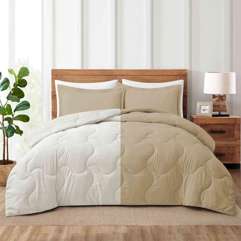 Lightweight Reversible Microfiber Down Alternative Comforter Set