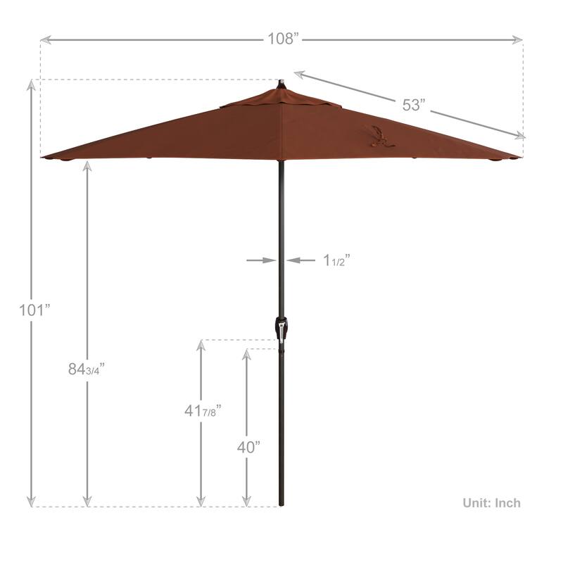 California Umbrella 9' Round Crank Lift Auto Tilt 8 Rib Aluminum Patio Umbrella, Bronze Finish Olefin
