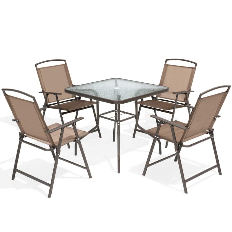 Pellebant Outdoor 5-piece Patio Dining Set with Folding Chairs