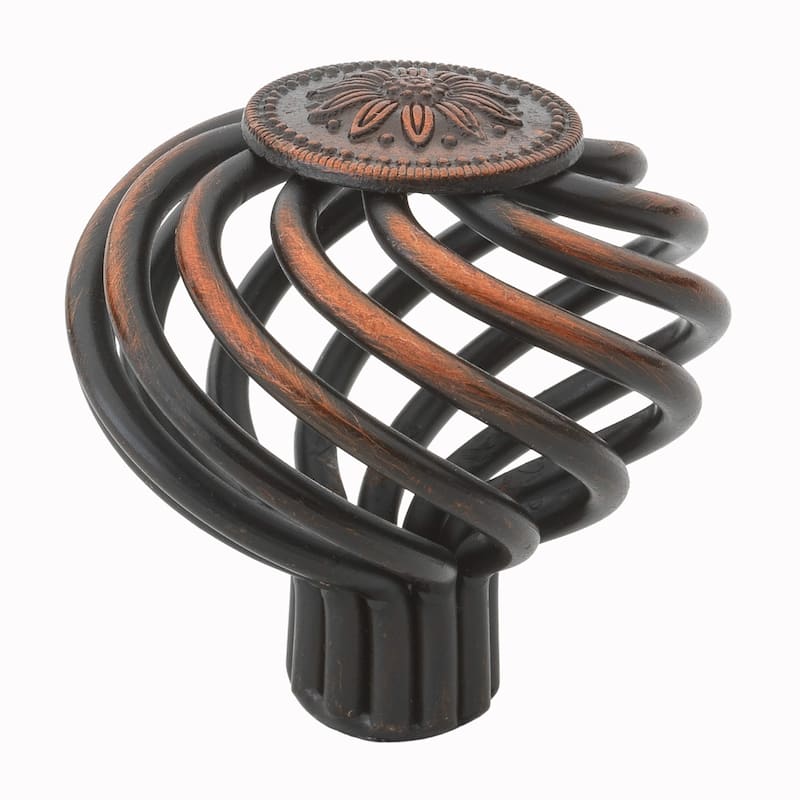GlideRite 1-1/2-inch Diameter Flower Birdcage Round Cabinet Knob- Rustic Bronze(Pack of 25) - Brown
