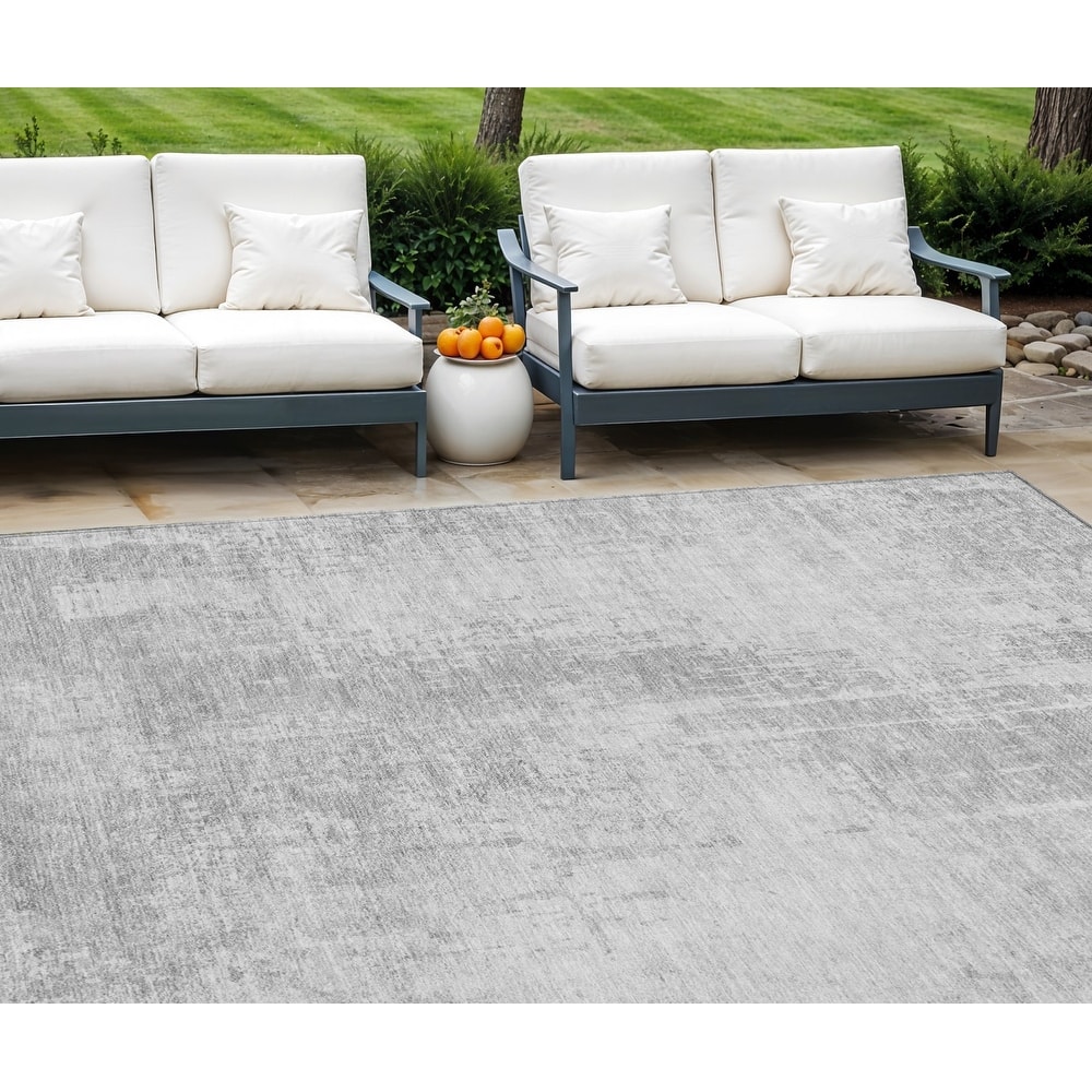 HomeRoots Abstract Transitional Rectangle Outdoor Rug