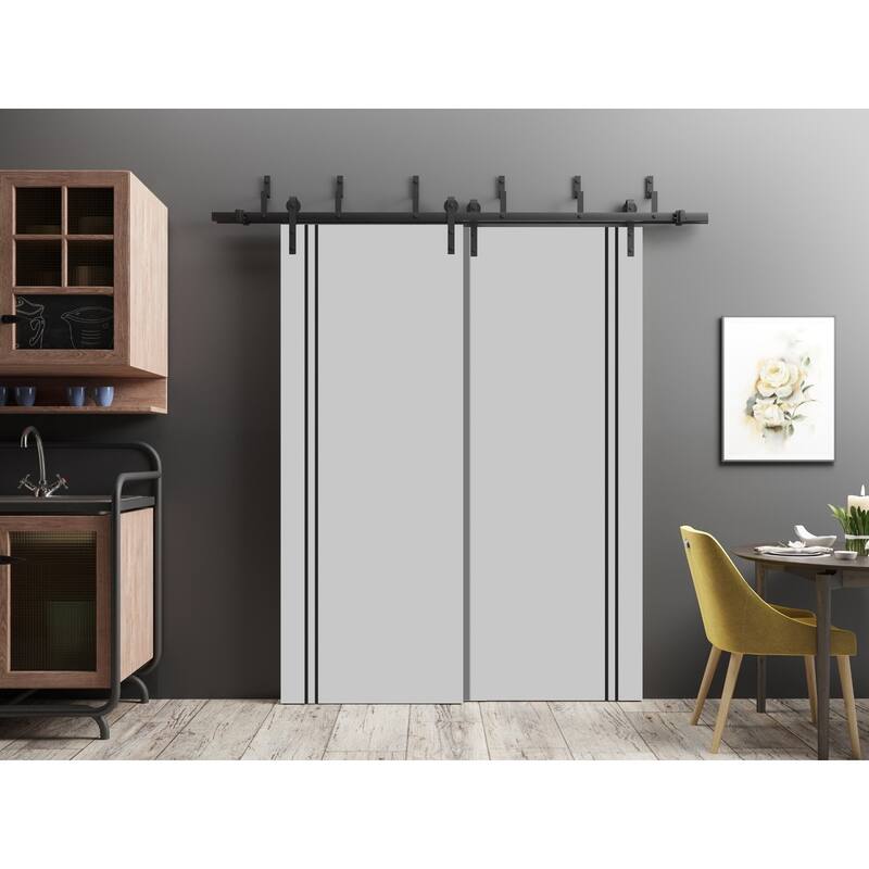 Barn Bypass Doors 36 x 80 Planum 0016 Grey Matte with Sturdy 6.6ft