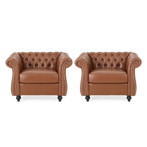 Shop Silverdale Traditional Chesterfield Club Chairs Set Of 2 By Christopher Knight Home On Sale Overstock 31747447