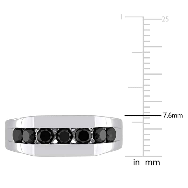 Miadora 1 CT TW Black Diamond Channel Set Mens Ring in Sterling Silver