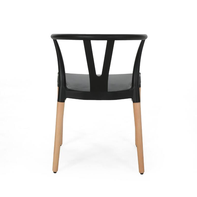 Dining Side Chair Set of 2, Sculpted Design 29 Inch Black Seat