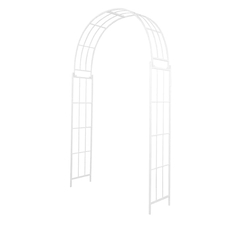 Metal Indoor Outdoor Arched Garden Arbor with Lattice Work Sides - Black or White - Roche River Decor - White - 54"W, 91"H