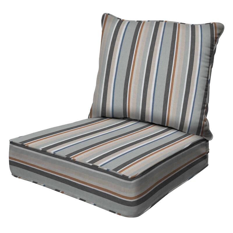 Outdoor Deep Seating Lounge Chair Cushion - Stripe Stone Beige