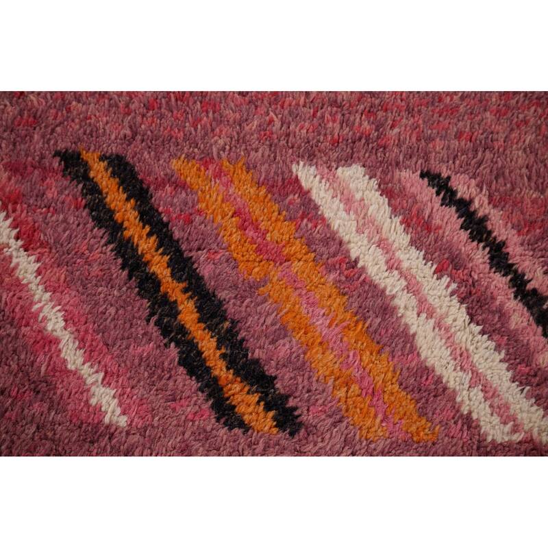Pink Geometric Moroccan Large Area Rug Hand-Knotted Wool Carpet - 9'10" x 14'7"