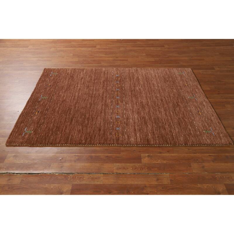 Hand Knotted Oriental 100% Wool Carpet Tribal Tribal Brown Gabbeh Area Rug - 5' 10'' X 4' 0''
