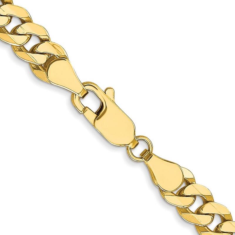 Curata 10k Lobster Claw Closure 5.75mm Flat Beveled Curb Chain Bracelet