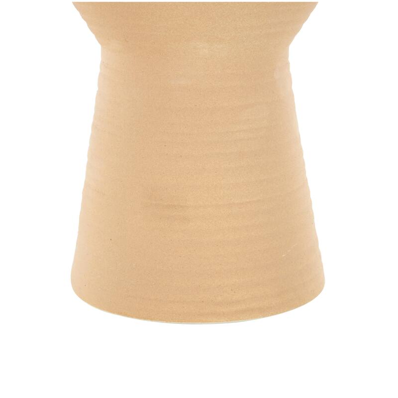 Ceramic Abstract Ribbed Cone Shaped Decorative Vase - Set of 2 Brown or White - Roche River Decor