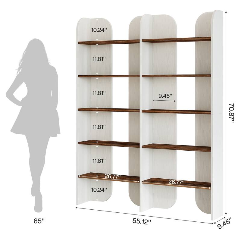 Double Wide Industrial Open Bookcase 5-Tier Storage Display Shelf