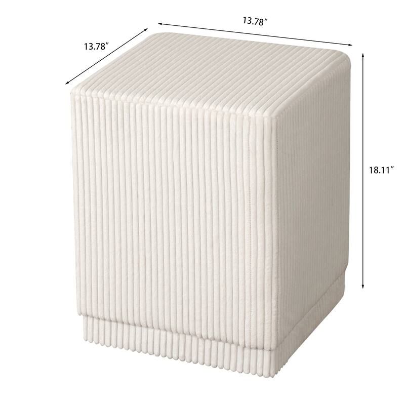 Adeco Ottoman Footrest Vanity Stool Gold Trim Footstool