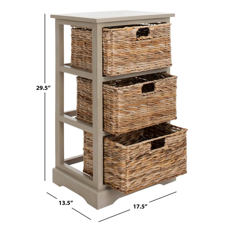 SAFAVIEH Evaline Distressed Black 3 Wicker Basket Storage Unit - 17.3" x 13.4" x 29.5" - 17Wx13Dx30H