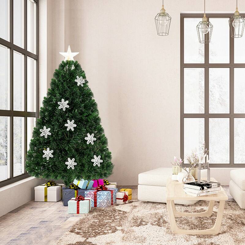4 Feet LED Optic Artificial Christmas Tree with Snowflakes