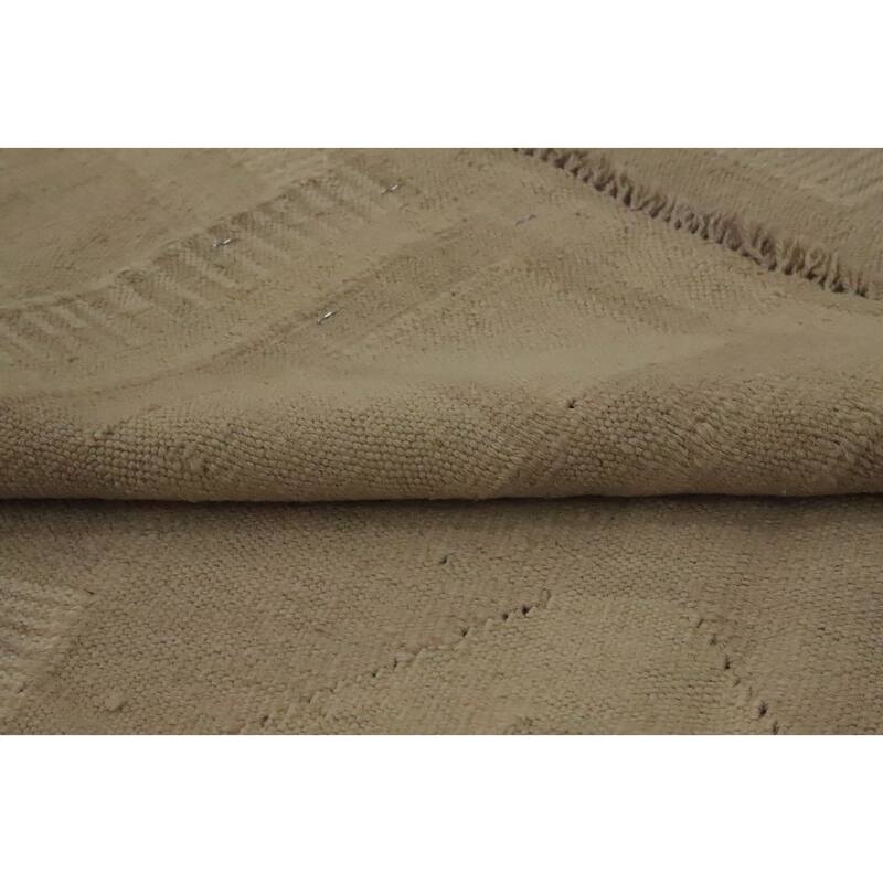 Hand Woven Oriental 100% Wool Carpet Southwestern Tribal Beige & Ivories Kilim Area Rug - 8' 0'' X 4' 8''