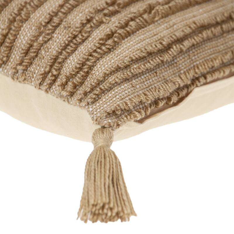 Boho Rectangular Throw Pillow with Tassels - 20" - Brown