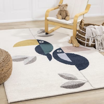 Kids Collection - Cream Double Bird Design Rug