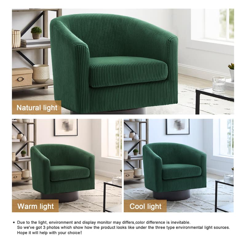 Corduroy Upholstered Swivel Barrel Chair