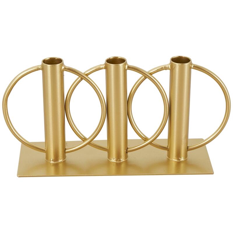 Gold or Black Metal Overlapping Circular Ring Candelabra