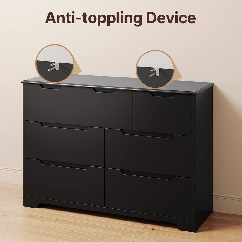 7 Dresser Storage Drawer Units Chest Of Drawers, Dresser With Recessed Distinctive Handles
