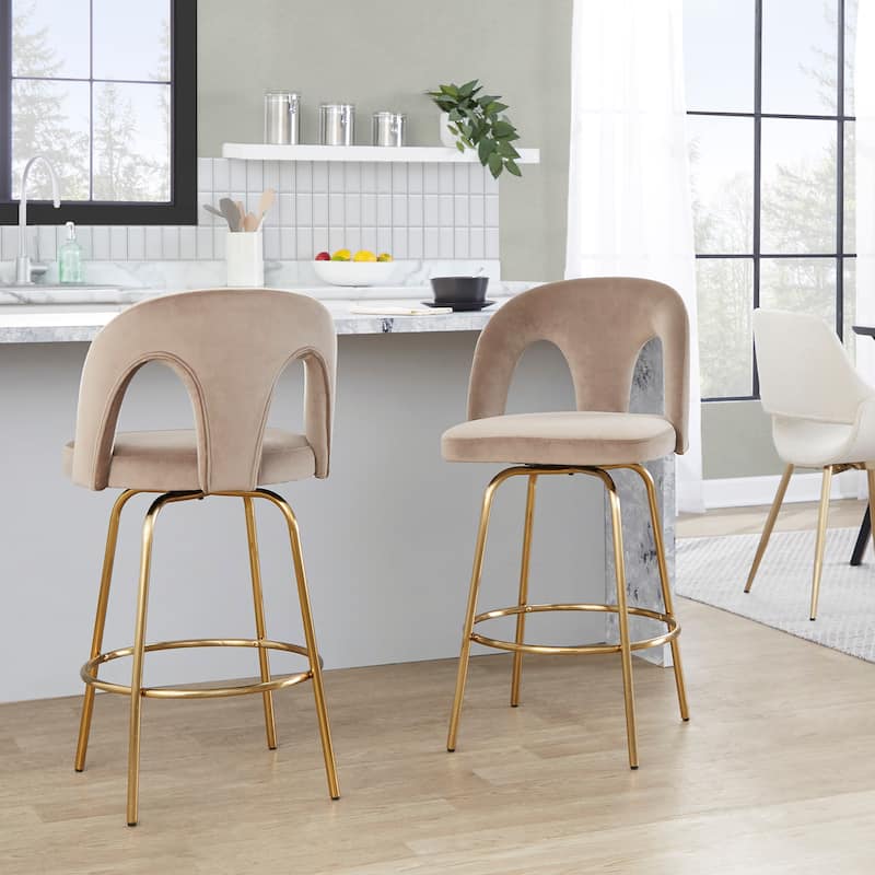 Ava Upholstered 26" Fixed-Height Counter Stool - Set of 2