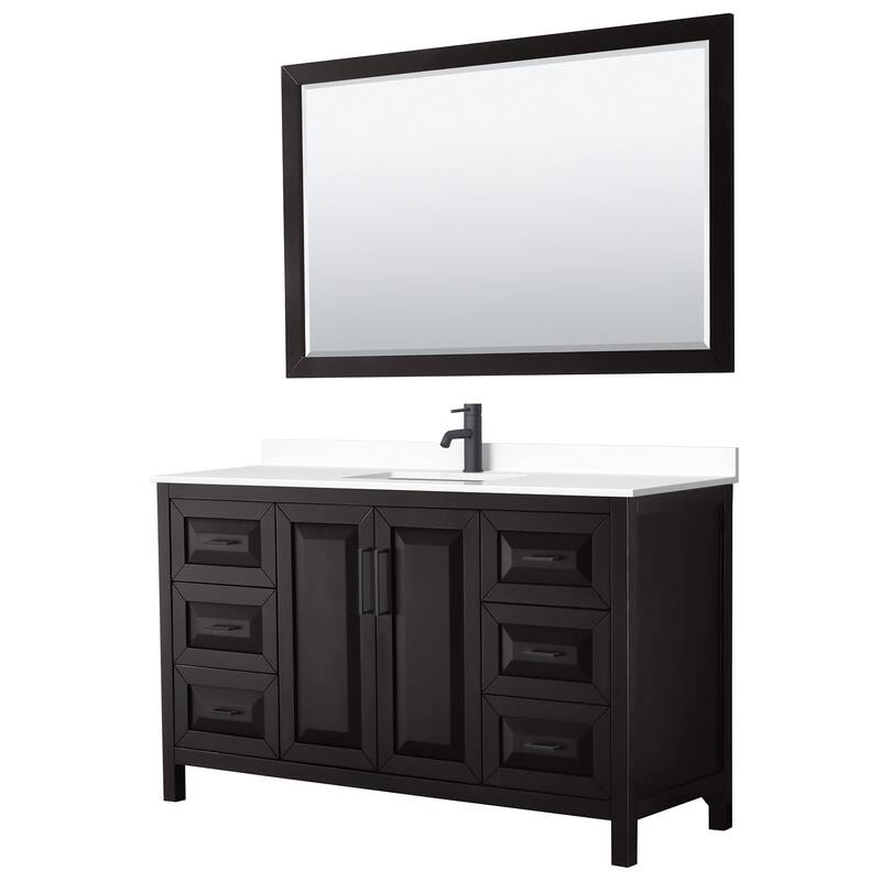 Wyndham Collection Daria 60" Free Standing Single Basin Vanity Set - Dark Espresso / White Cultured Marble Top / Matte