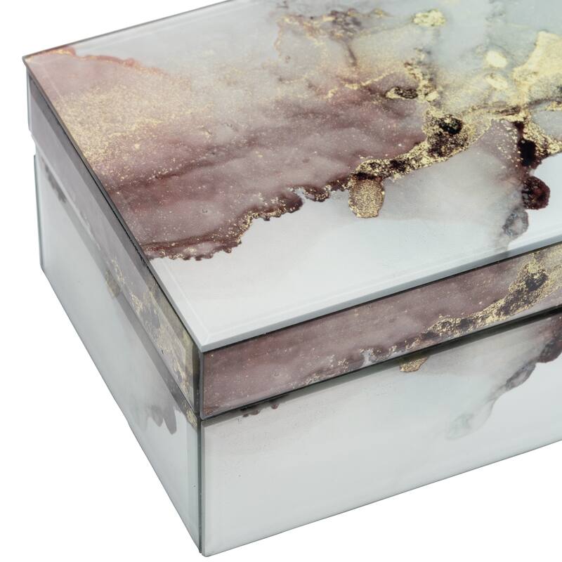 Modern Statement Decorative Box with Abstract Finish and Lid